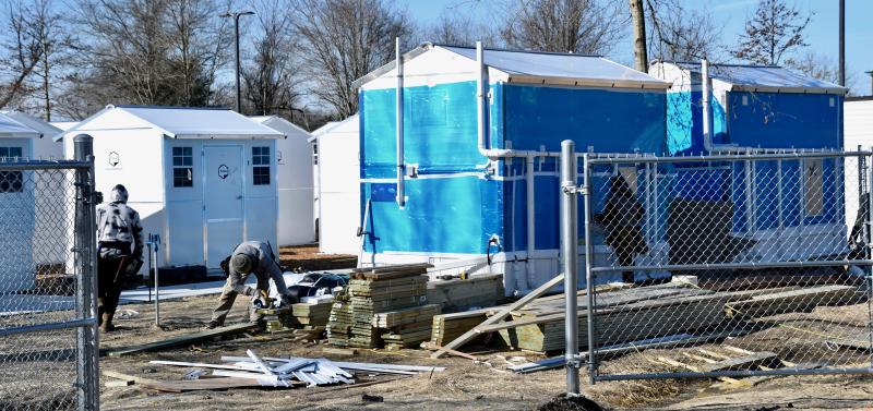 Construction the last two weeks of January was fast paced as workers completed the final stages of the village, including the addition of two bathroom/shower cabins.